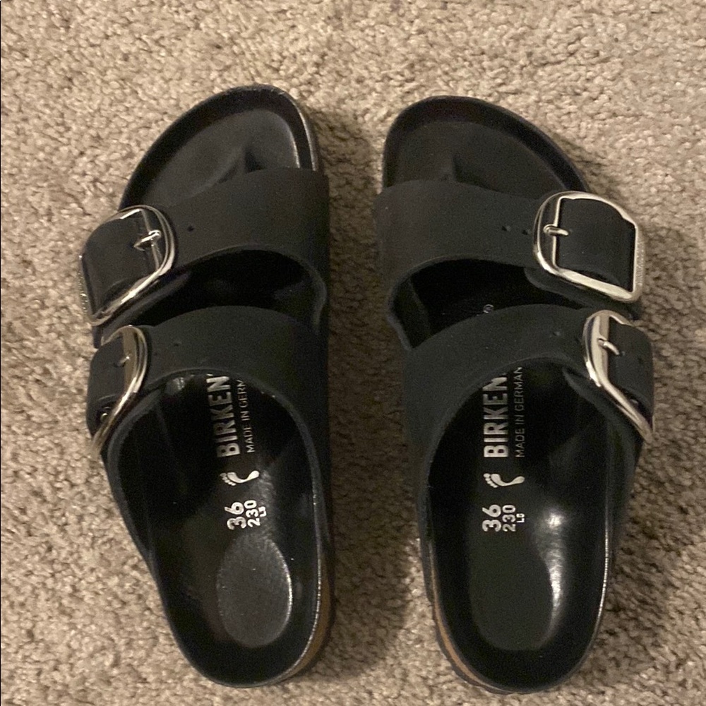 Arizona Big Buckle Birkenstocks oiled leather black